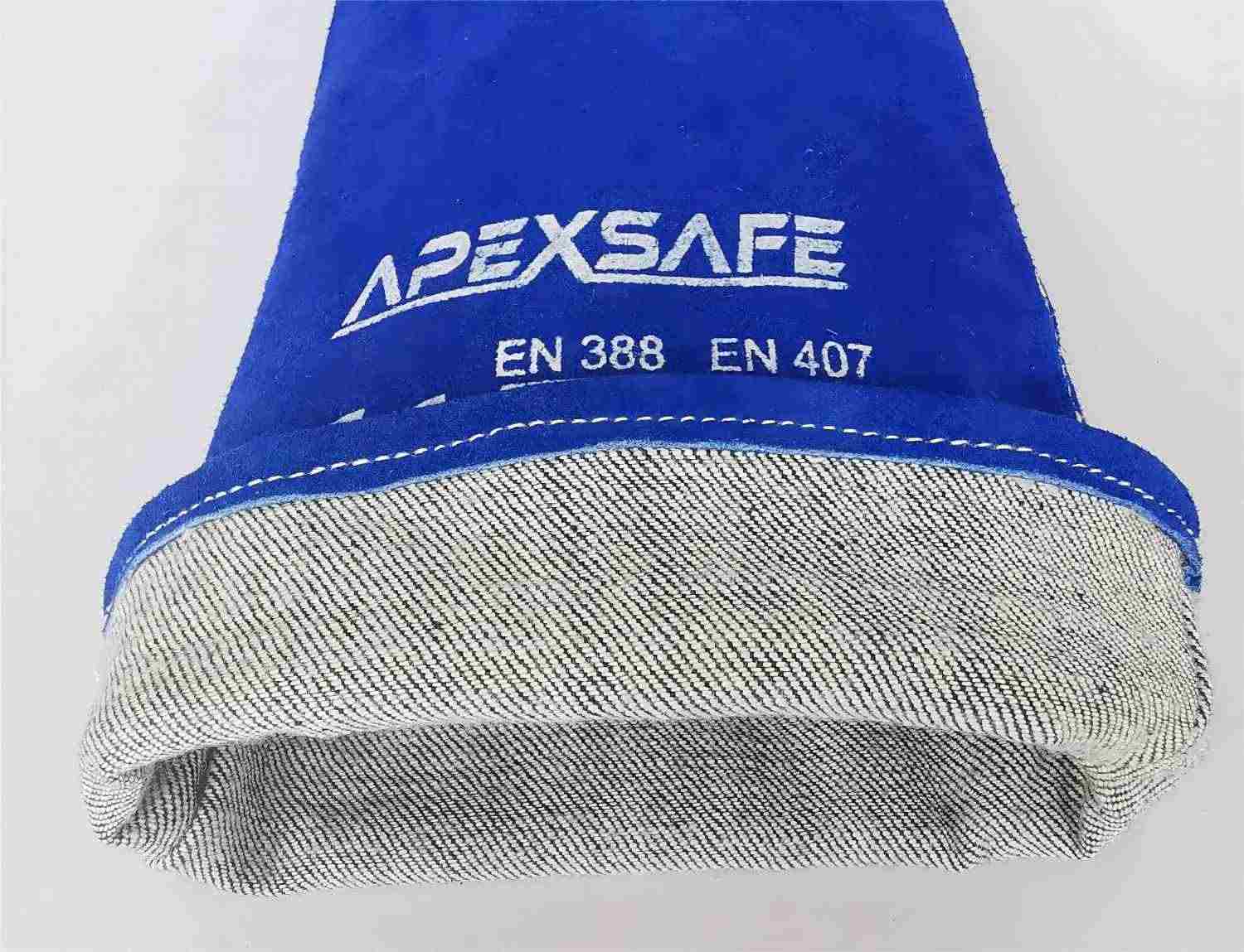 blue welding gloves cuff